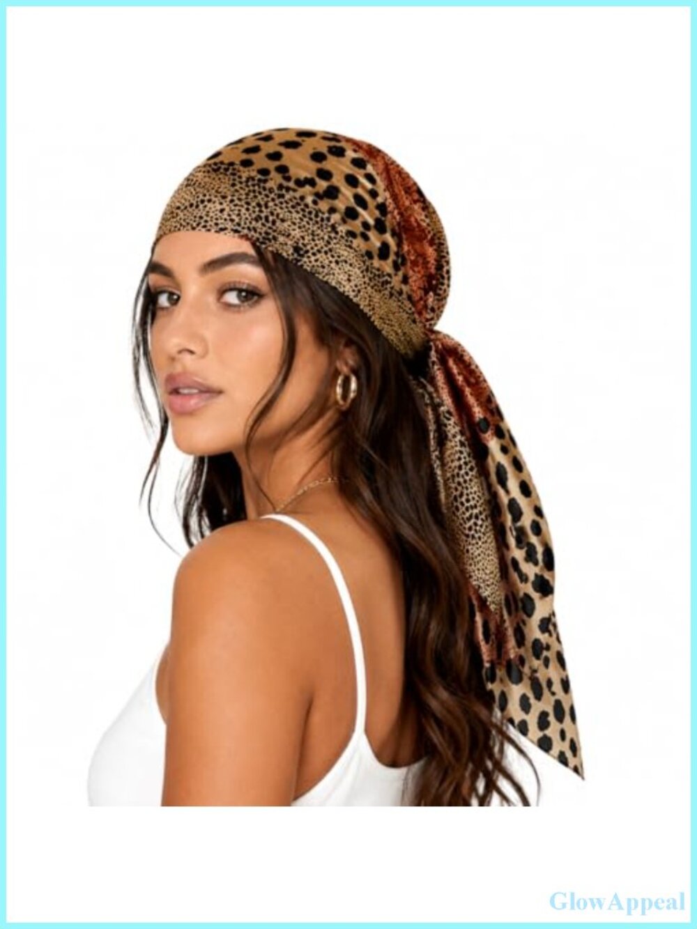 Women's Square Leopard Print Scarf Silk Head Wrap Bandana Accessory